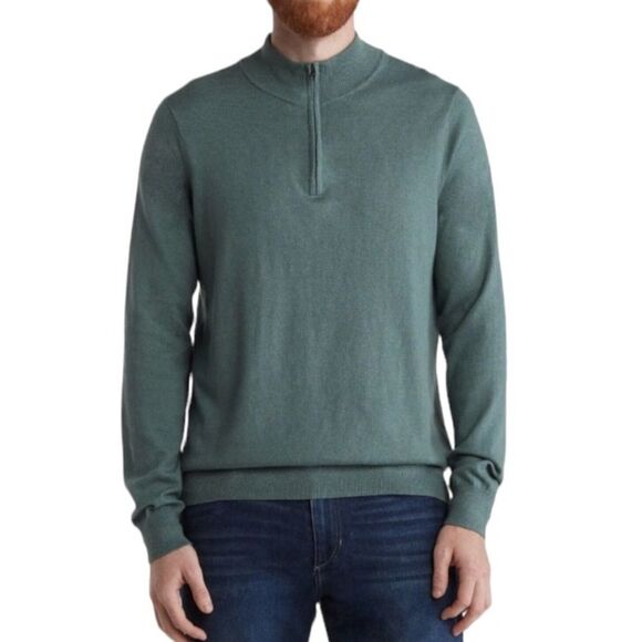 14th and‎ Union Sweater Mens Half Zip Cashmere Blend Size Small Green - Picture 1 of 9